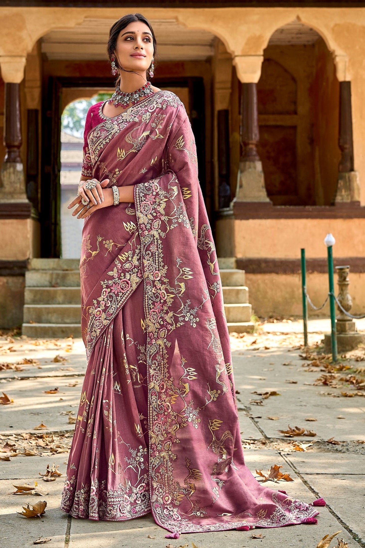 Unique Designer Wear Raw Silk Saree With Embordered Blouse Piece With Beautiful Outfit Wear Saree - Marriott Fashion