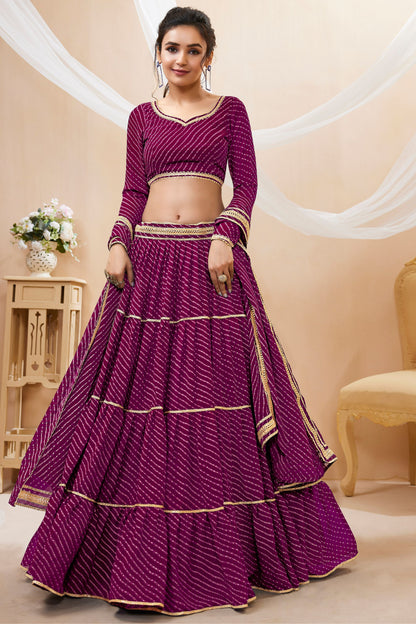 Most Beautiful Purple Colored Printed Lehenga In Georgette With Designer Dupatta, Floral Outfit Wear Trendy Lehenga Choli - Marriott Fashion