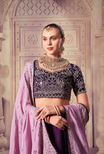 Attractive Wine Colored Heavy Silk Lehenga Choli With Sequence Worked Designer Dupatta - Marriott Fashion