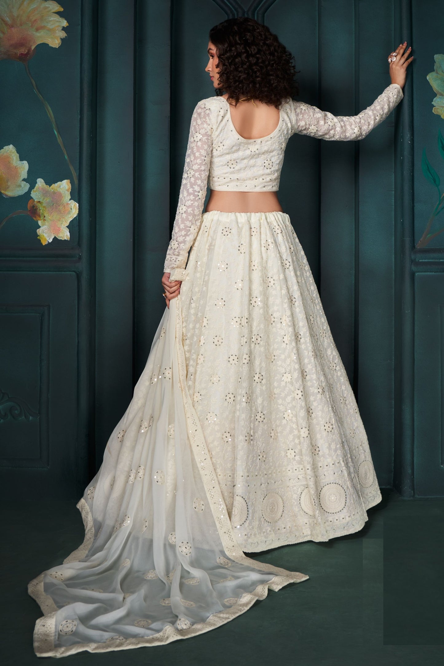 Engagement Outfit Wear White Colored Net Lehenga Choli With Designer Dupatta, Stone & Embroidery Worked Attractive Lehenga Choli - Marriott Fashion