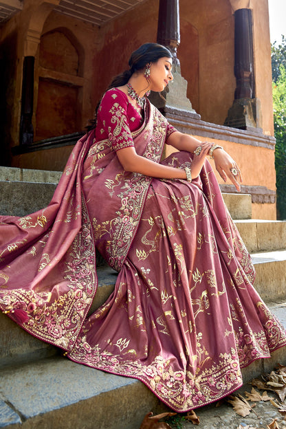 Unique Designer Wear Raw Silk Saree With Embordered Blouse Piece With Beautiful Outfit Wear Saree - Marriott Fashion