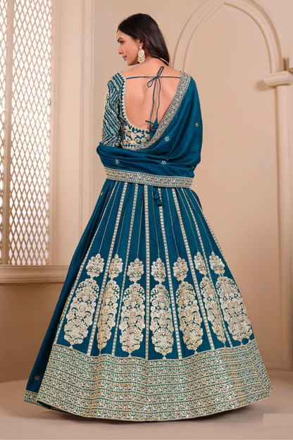 Blue Heavy Art Silk Sequence Worked for Wedding & Festival Wear Lehenga Choli