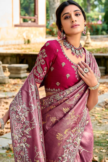 Unique Designer Wear Raw Silk Saree With Embordered Blouse Piece With Beautiful Outfit Wear Saree - Marriott Fashion