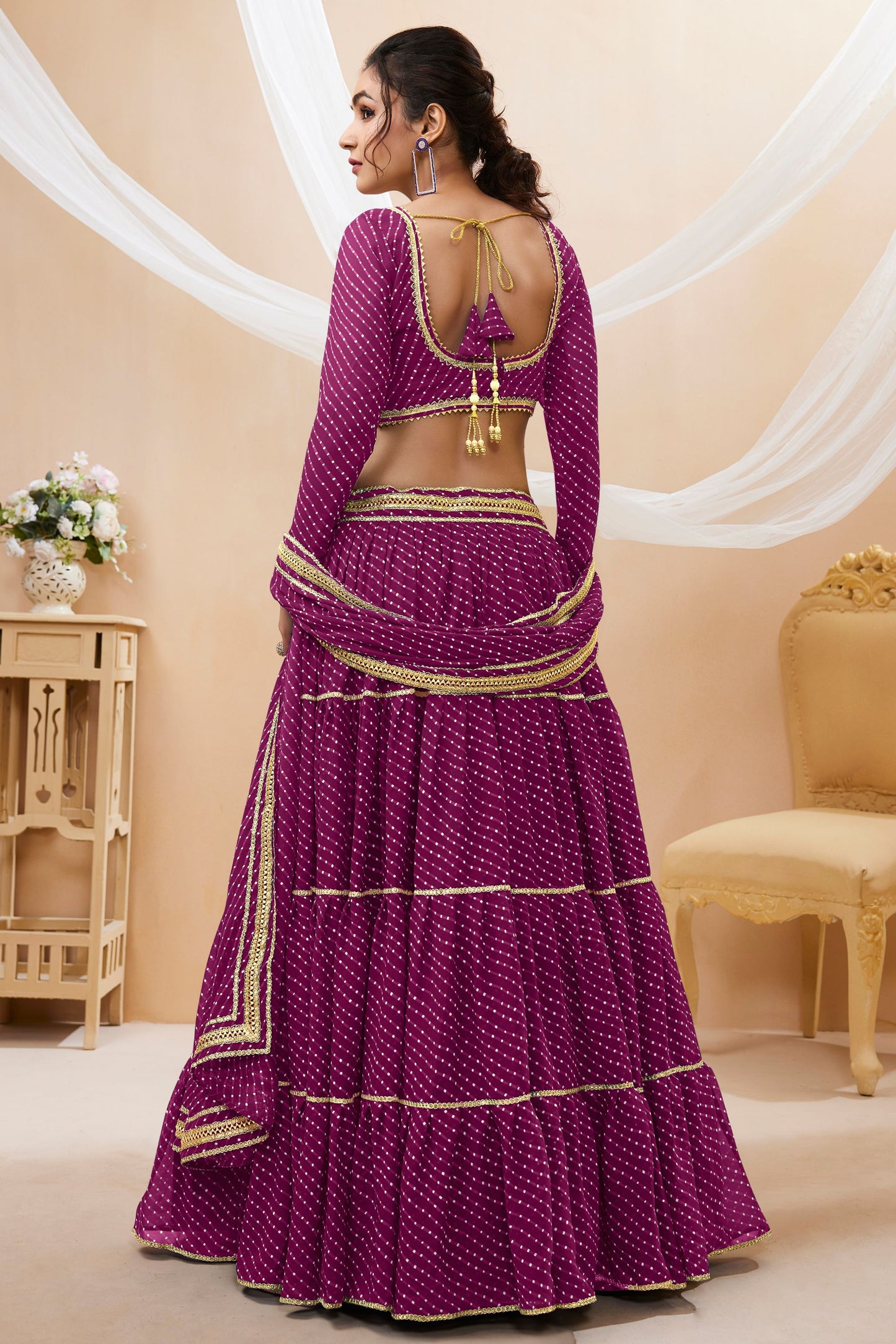 Most Beautiful Purple Colored Printed Lehenga In Georgette With Designer Dupatta, Floral Outfit Wear Trendy Lehenga Choli - Marriott Fashion