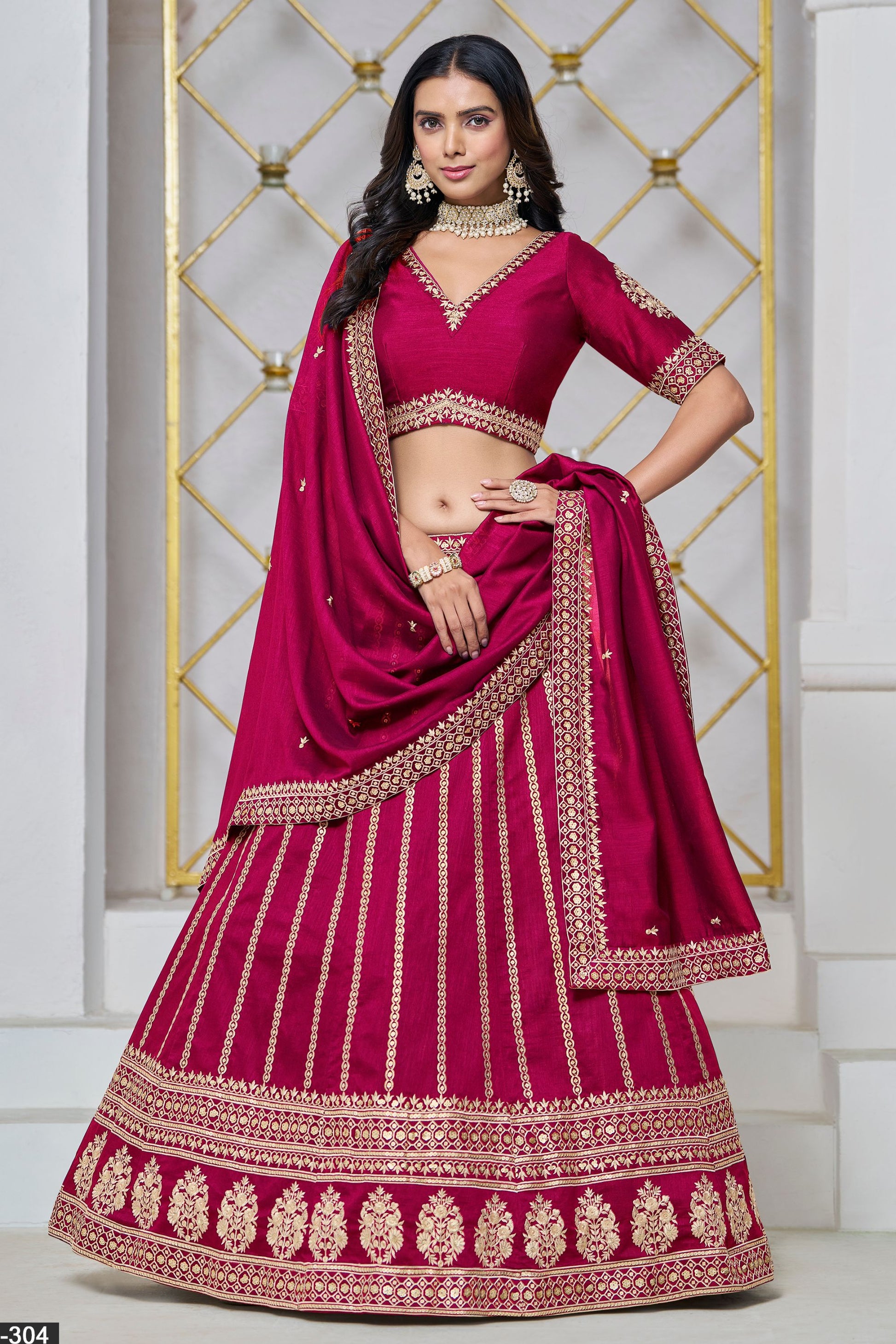 Fancy Designer Rani Pink Color Heavy Silk Lehenga Choli With Beautiful Dupatta - Marriott Fashion