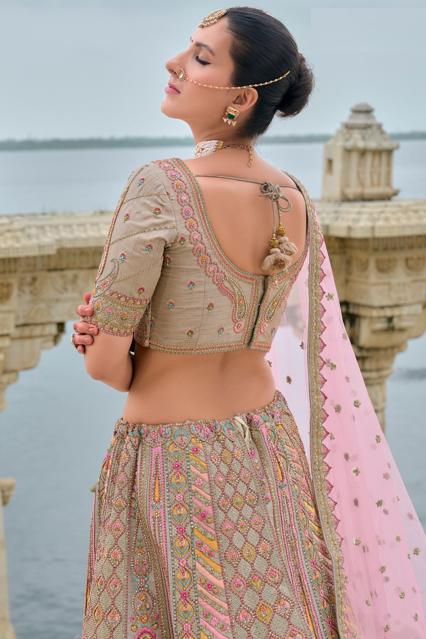 Beige Colored Attractive Lehenga Choli with Designer Dupatta, Wedding Wear Traditional Lehenga Choli - Marriott Fashion