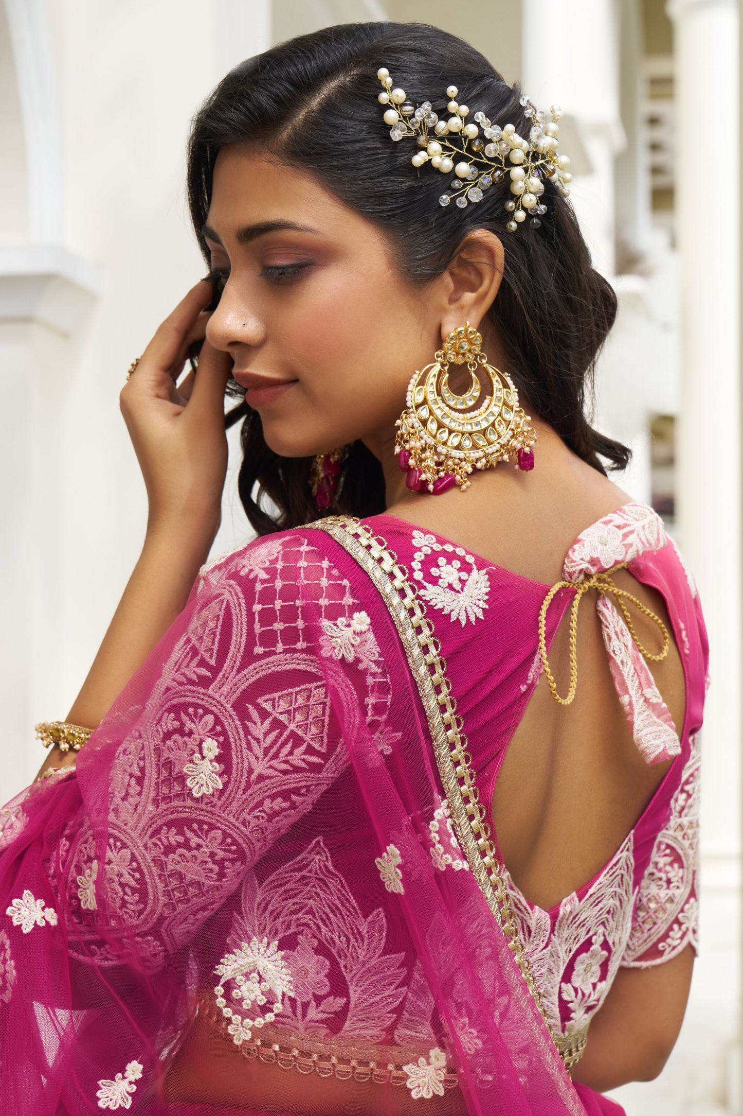 Dark Pink Colored Butterfly Net Lehenga Choli With Beautiful Dupatta , Floral Outfit Wear Lehenga Choli - Marriott Fashion