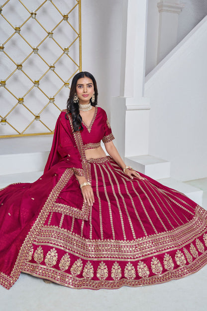 Fancy Designer Rani Pink Color Heavy Silk Lehenga Choli With Beautiful Dupatta - Marriott Fashion