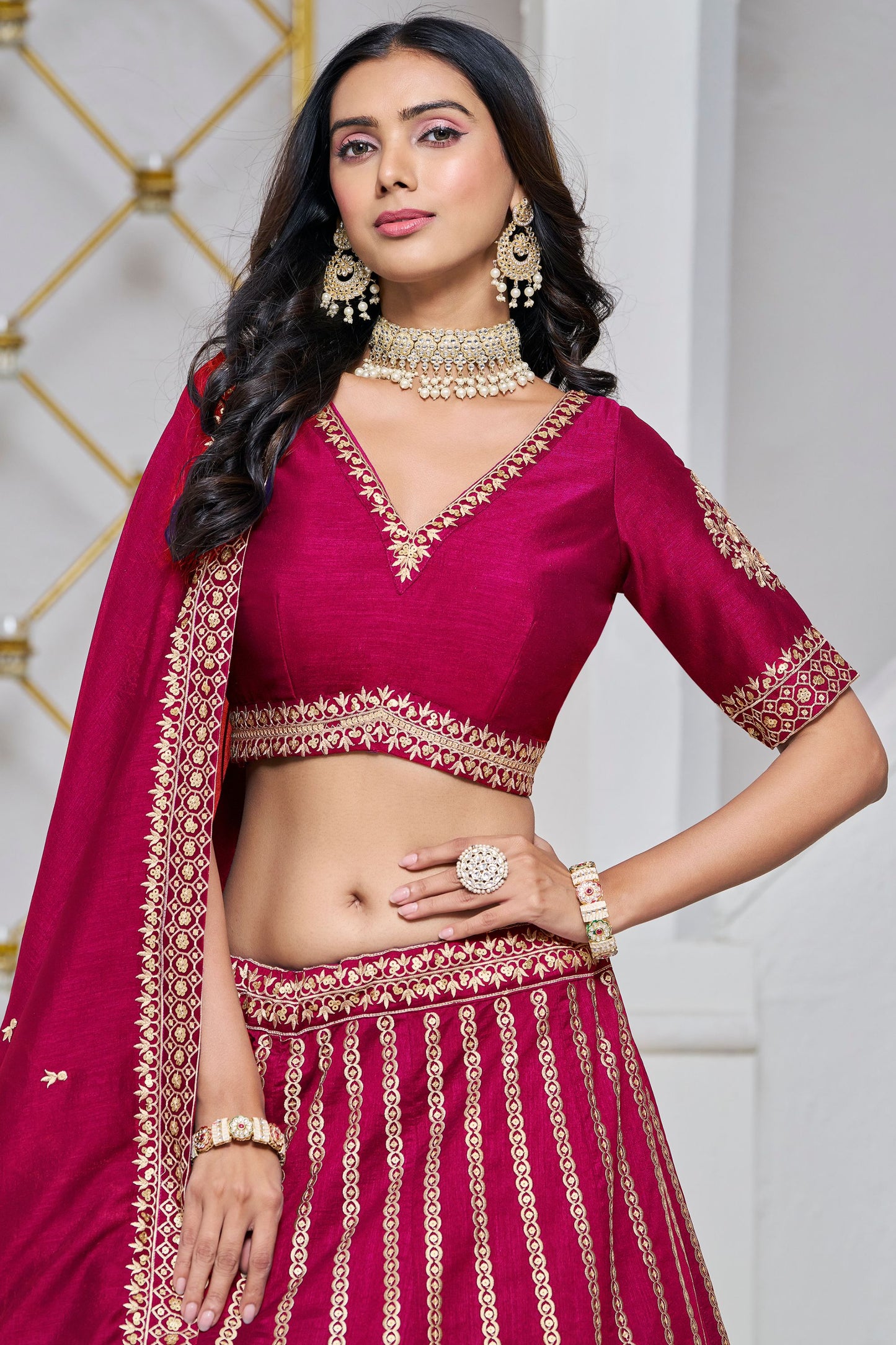 Fancy Designer Rani Pink Color Heavy Silk Lehenga Choli With Beautiful Dupatta - Marriott Fashion