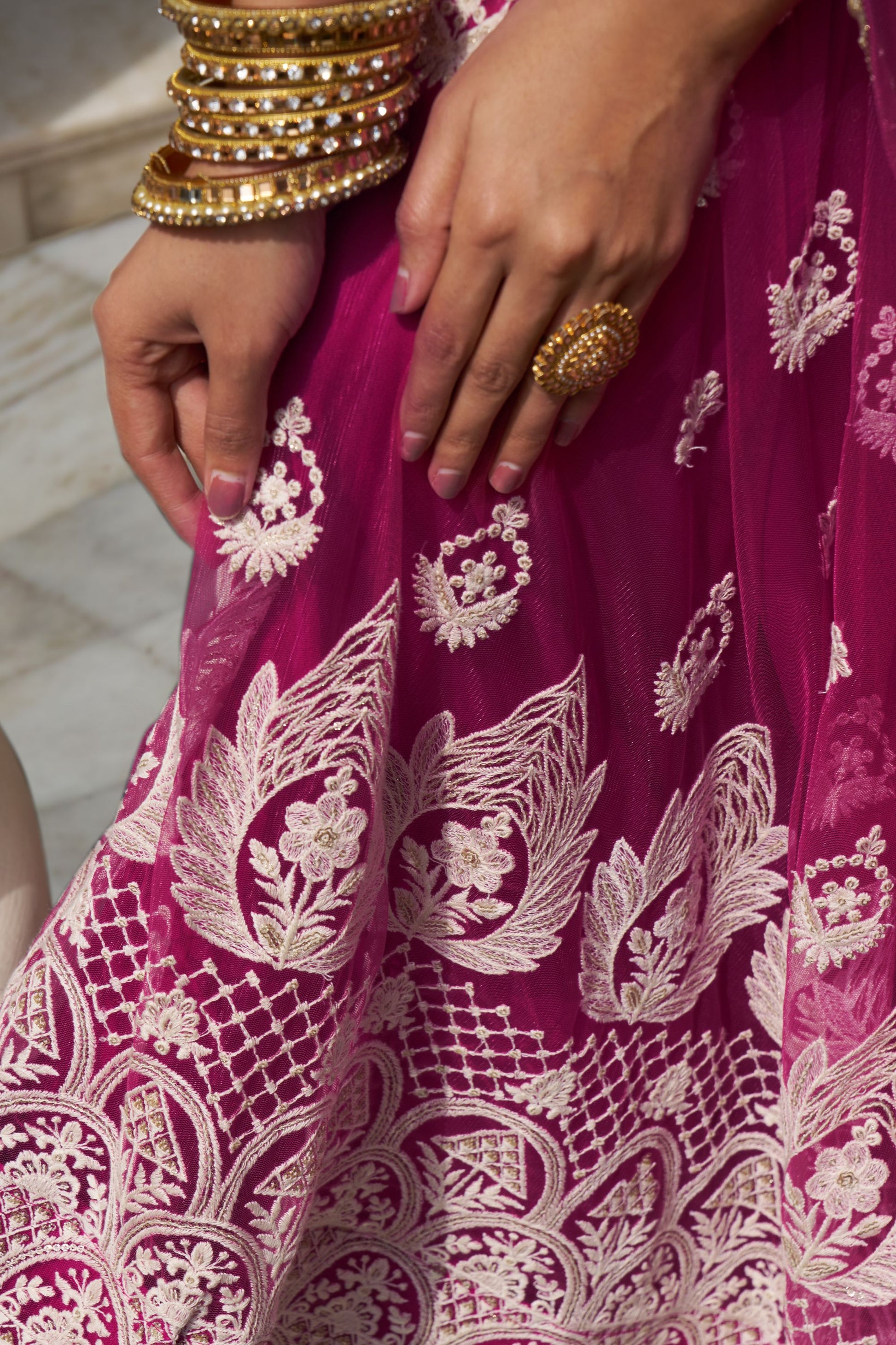 Dark Pink Colored Butterfly Net Lehenga Choli With Beautiful Dupatta , Floral Outfit Wear Lehenga Choli - Marriott Fashion