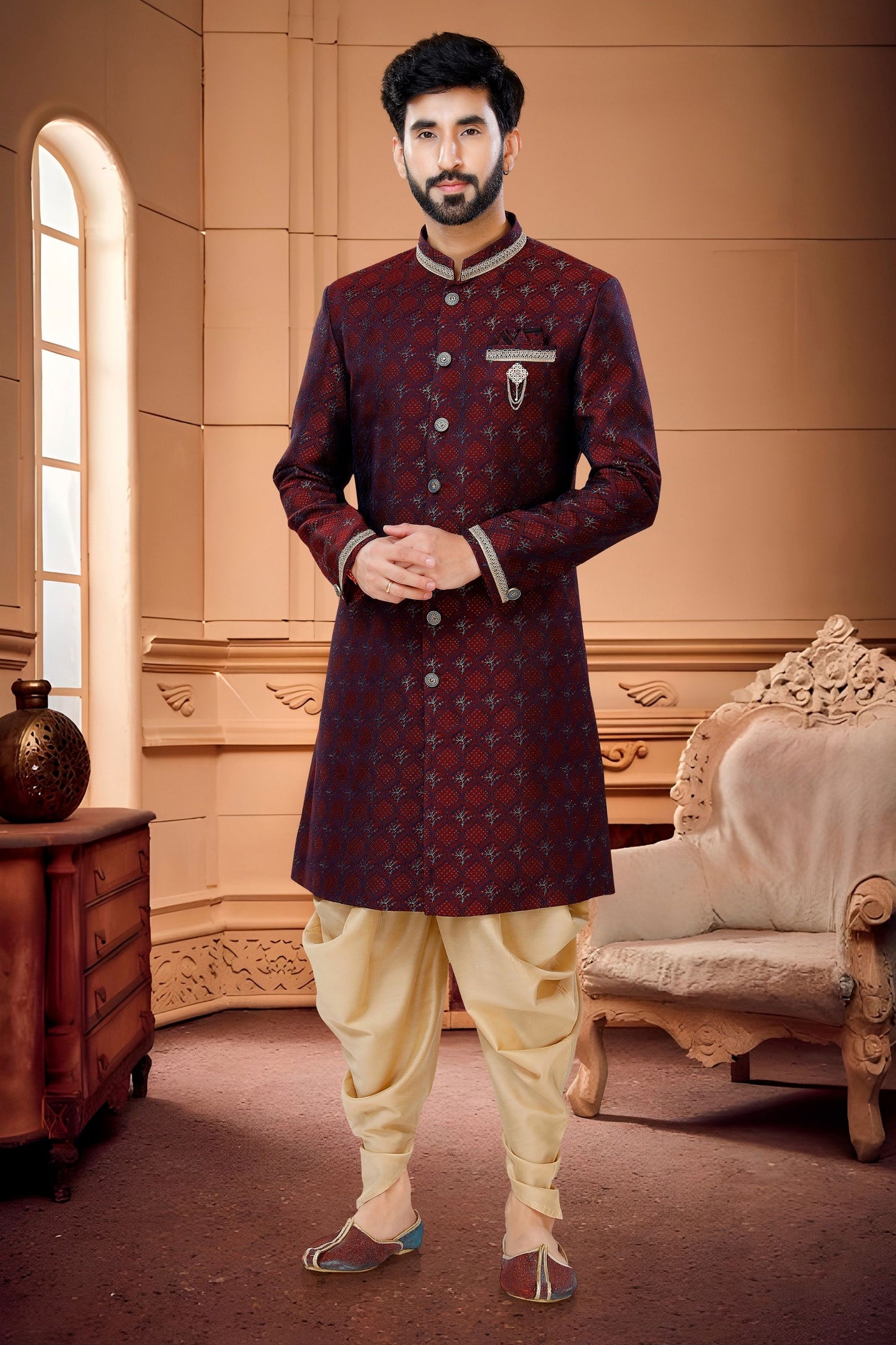 marron Sherwani