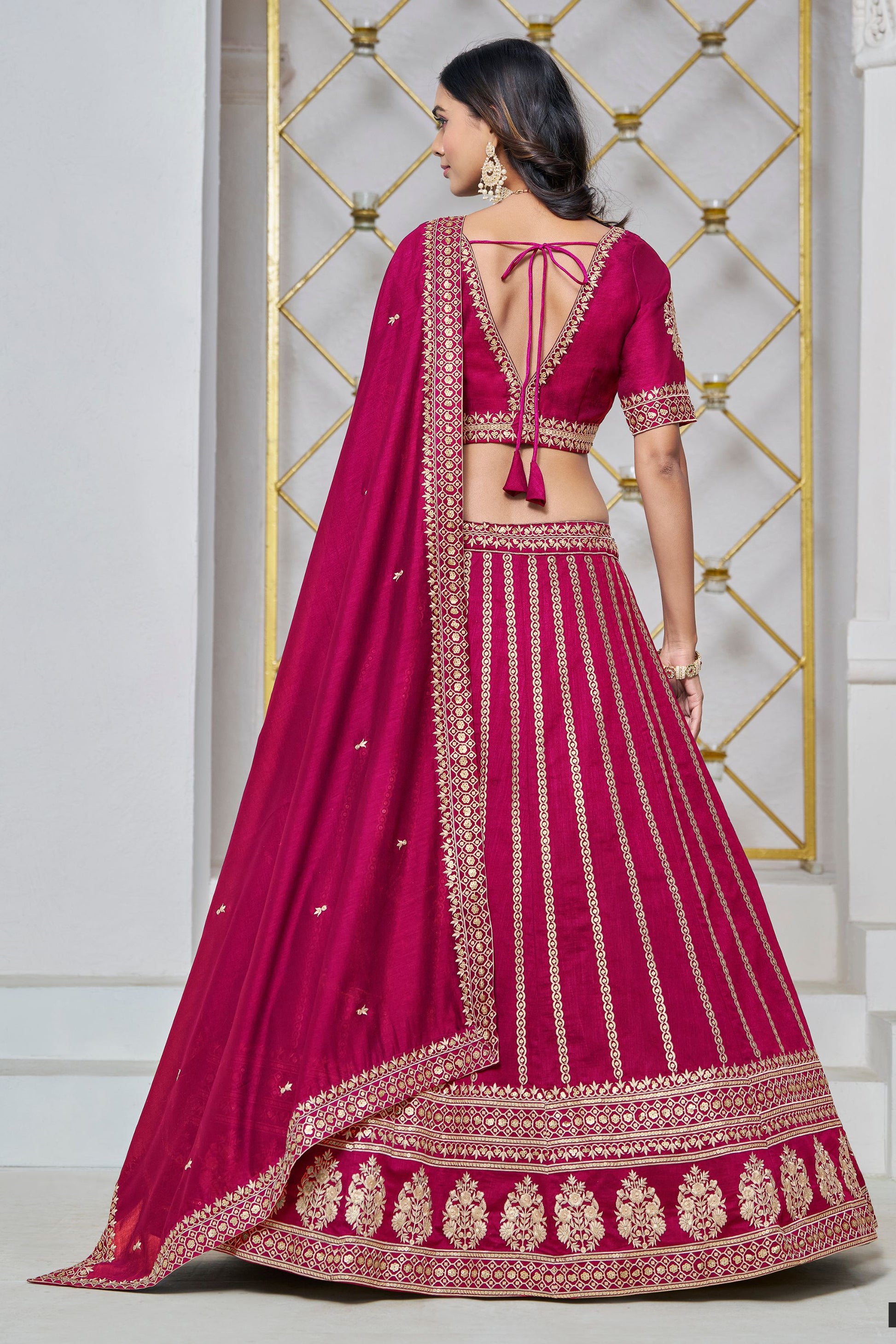 Fancy Designer Rani Pink Color Heavy Silk Lehenga Choli With Beautiful Dupatta - Marriott Fashion