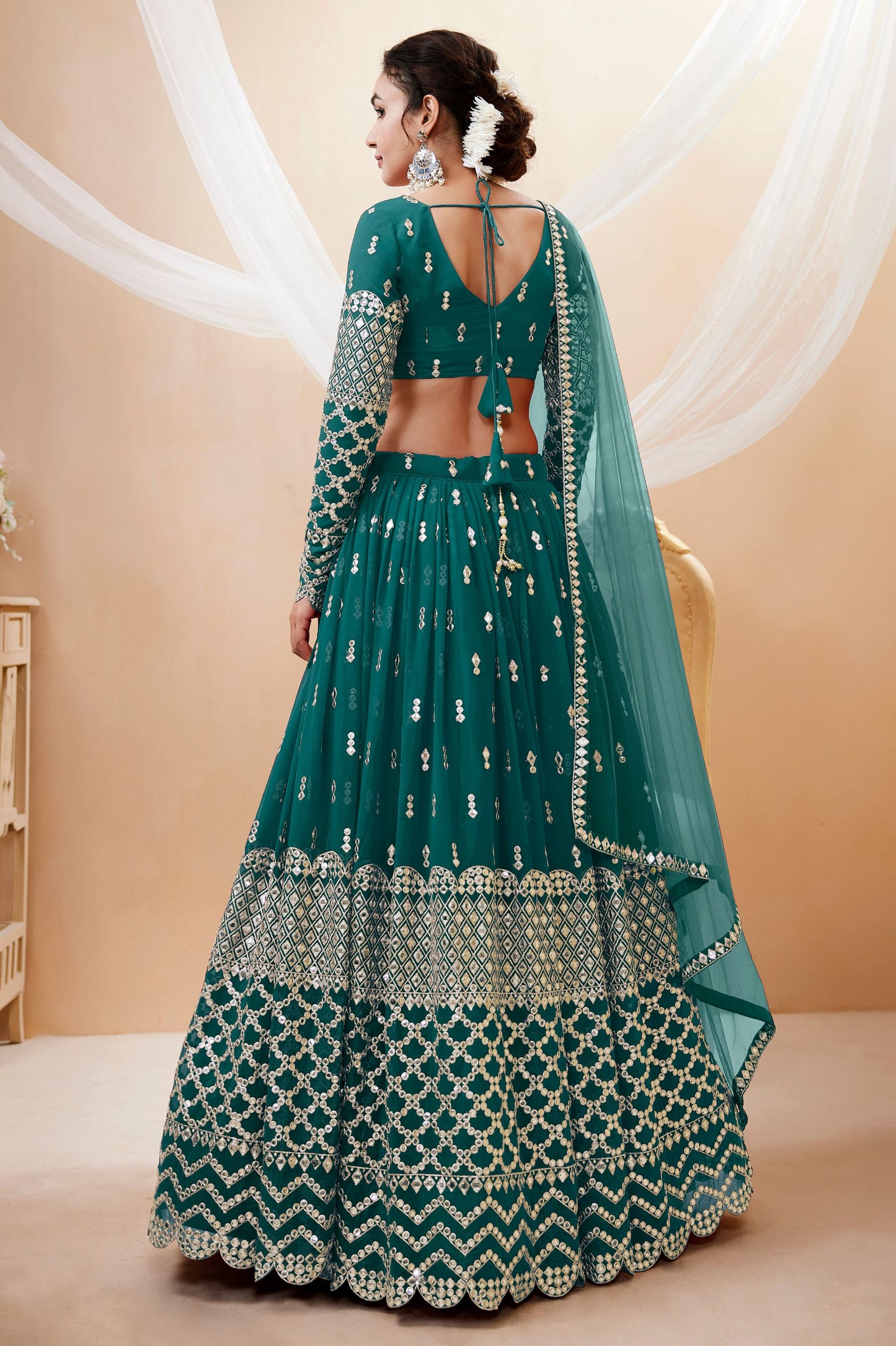 Attractive Wine Colored Heavy Georgette Lehenga Choli With Embroidery Worked Dupatta - Marriott Fashion