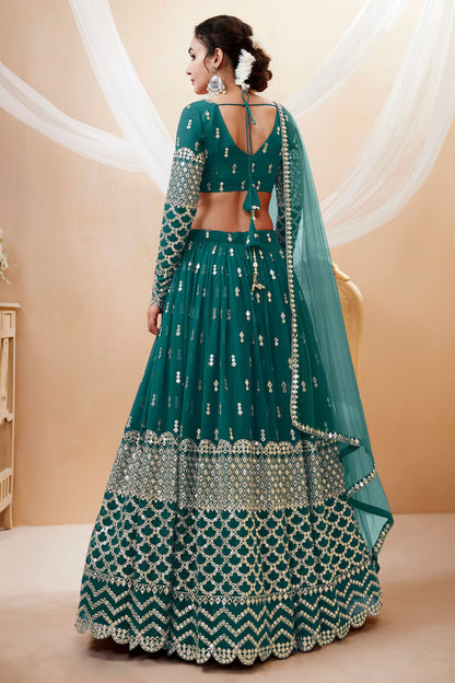 Attractive Wine Colored Heavy Georgette Lehenga Choli With Embroidery Worked Dupatta - Marriott Fashion