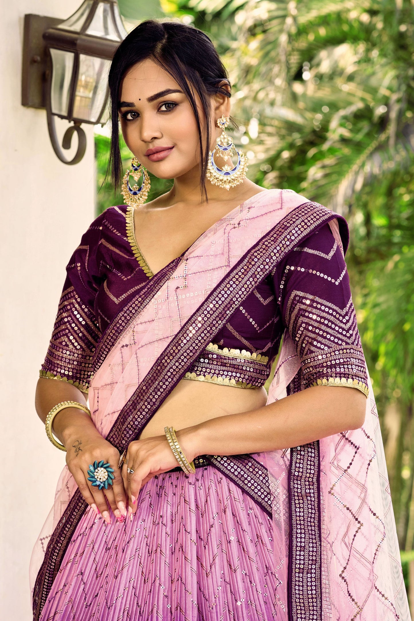 Purple Colored Designer Lehenga Choli In Chinon With Embroidery And Sequence Worked Dupatta - Marriott Fashion