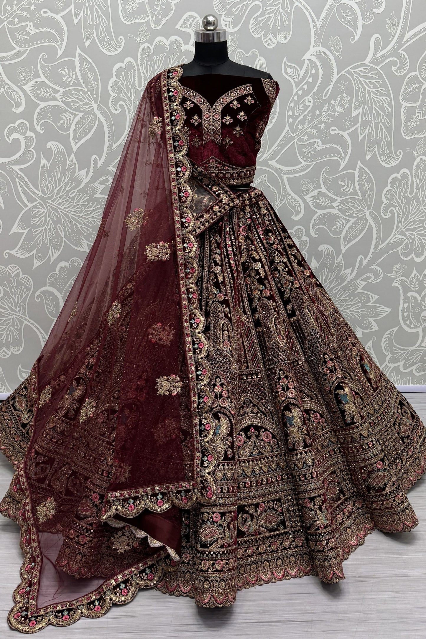 Wedding Marron Lehenga Choli