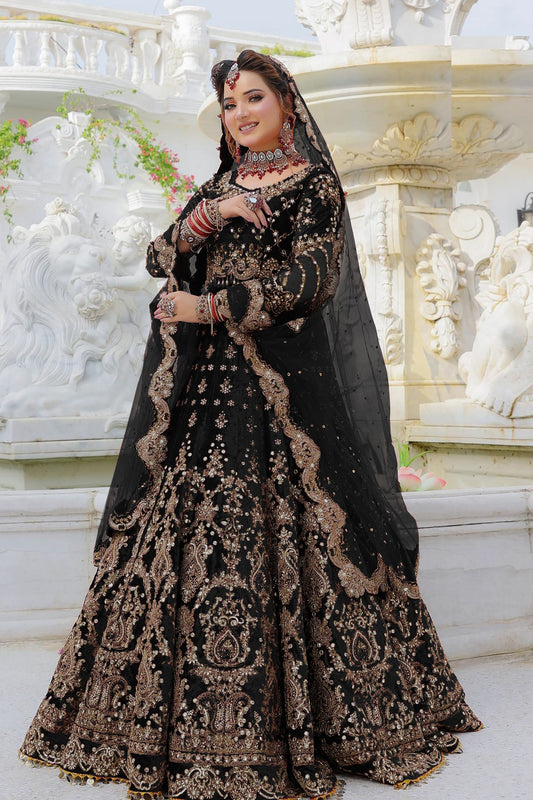 Black Colored Heavy Velvet Lehenga With Sequence Worked Soft Net Dupatta, Wedding Party Wear Lehenga Choli