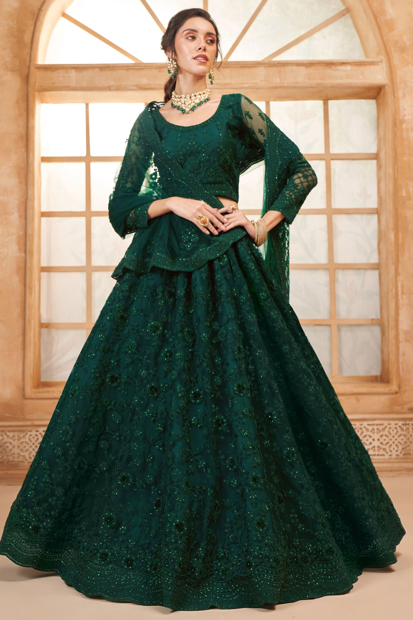 Blue Colored Fancy Net Lehenga Choli With Stone Worked Blouse And Designer Net Dupatta - Marriott Fashion