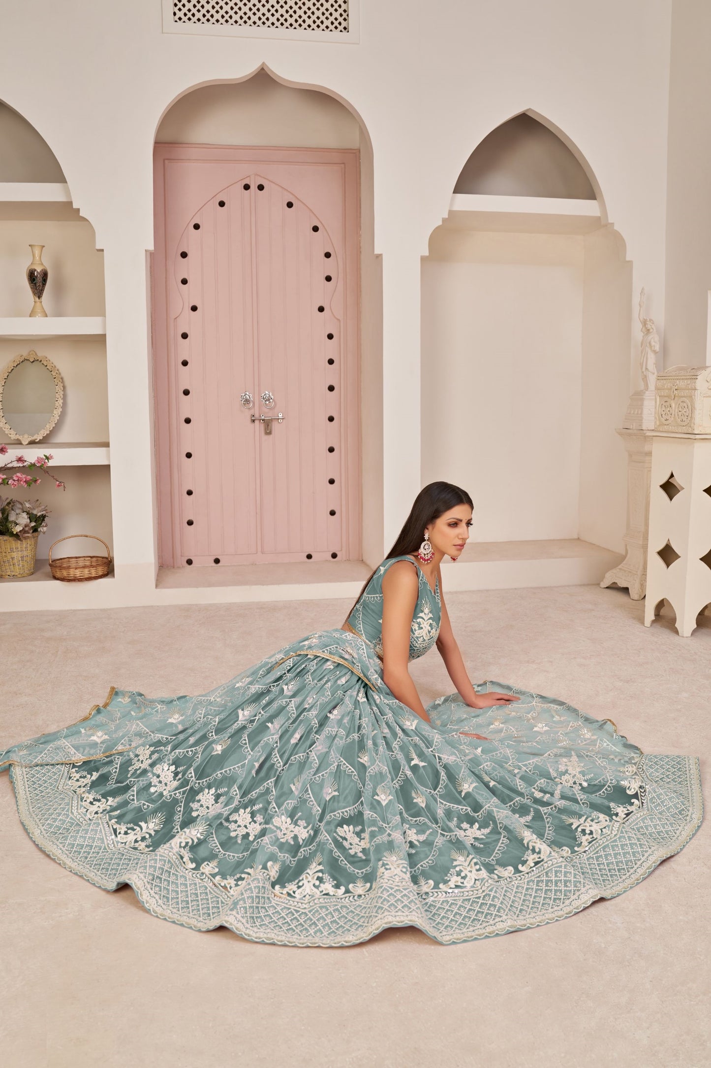 Lavender Butterfly Net Fancy Lehenga Choli With Embroidery Worked Dupatta - Marriott Fashion