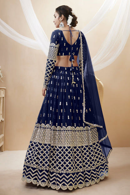 Sky Blue Colored Designer Lehenga Choli In Heavy Georgette With Embroidery And Sequence Worked Dupatta - Marriott Fashion