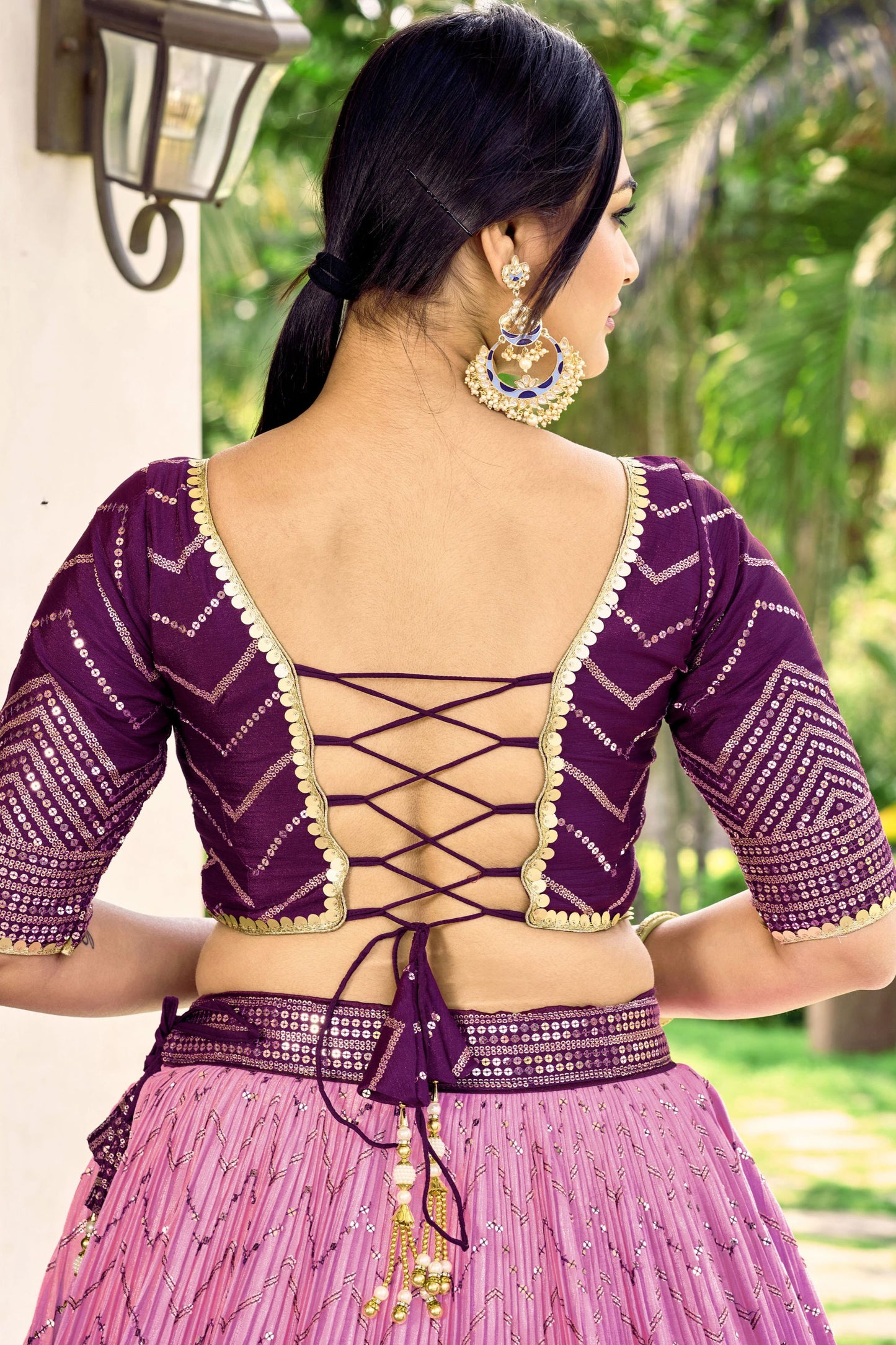 Purple Colored Designer Lehenga Choli In Chinon With Embroidery And Sequence Worked Dupatta - Marriott Fashion