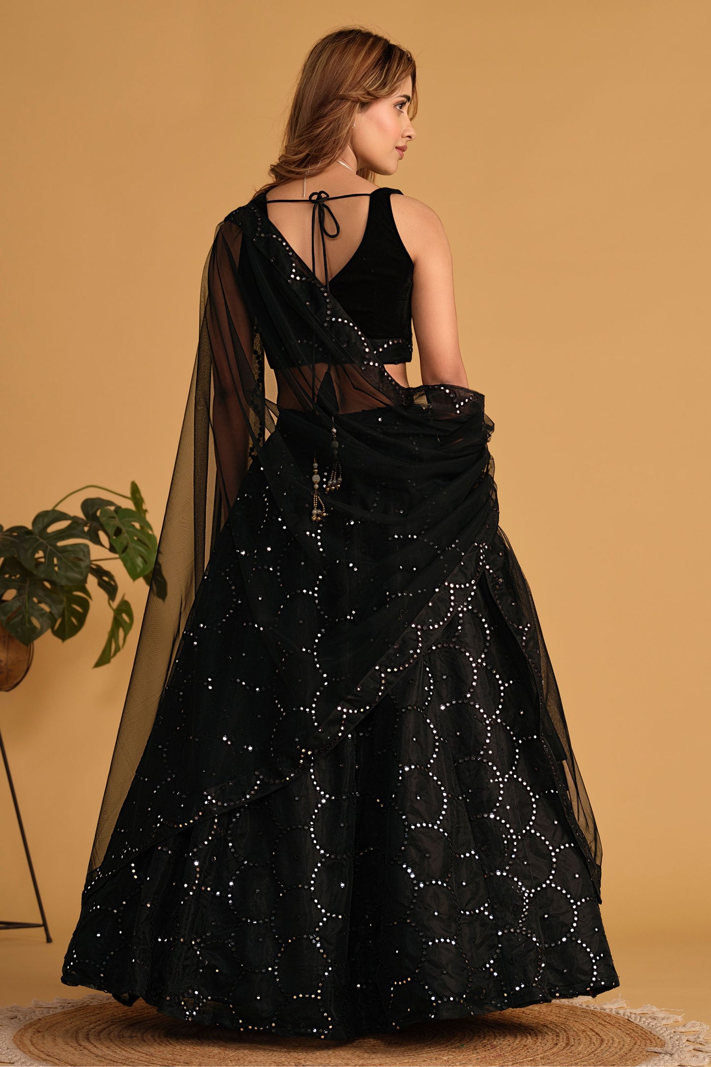 Black Colored Heavy Organza Net Lehenga Choli With Designer Dupatta, Function Wear Sequence Worked Lehenga Choli - Marriott Fashion