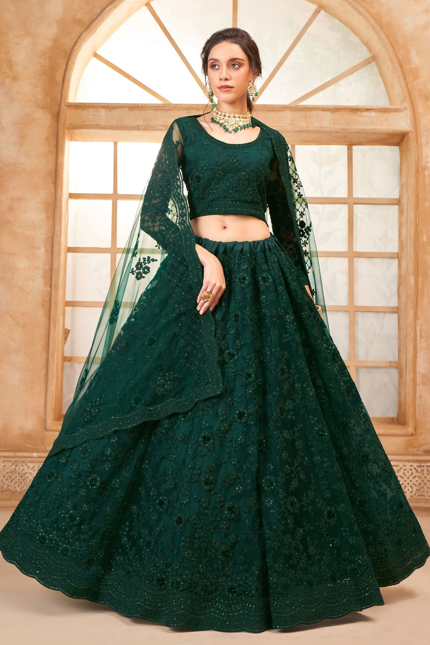 Blue Colored Fancy Net Lehenga Choli With Stone Worked Blouse And Designer Net Dupatta - Marriott Fashion