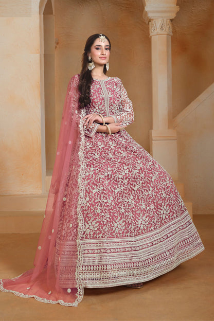 Bridal Wear Heavy Net Anarkali Gown , Wedding & Reception Outfit Wear Pakistani Salwar Kameez Dupatta Dresses - Marriott Fashion