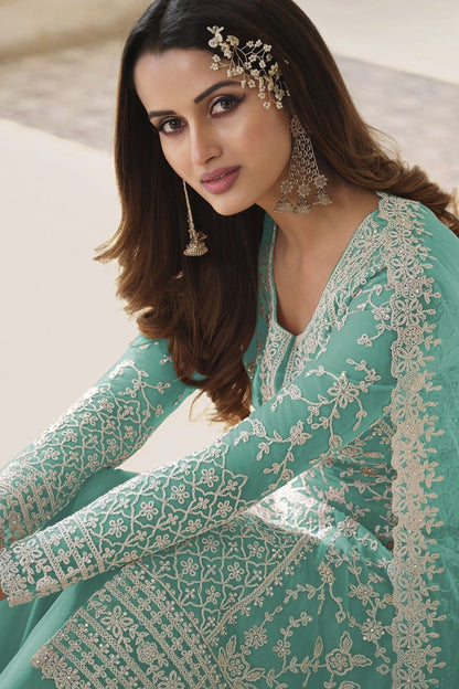 Heavy Net Designer Salwar Kameez With Embroidery & Thread Worked Dupatta, Festival And Function Wear Salwar Kameez - Marriott Fashion