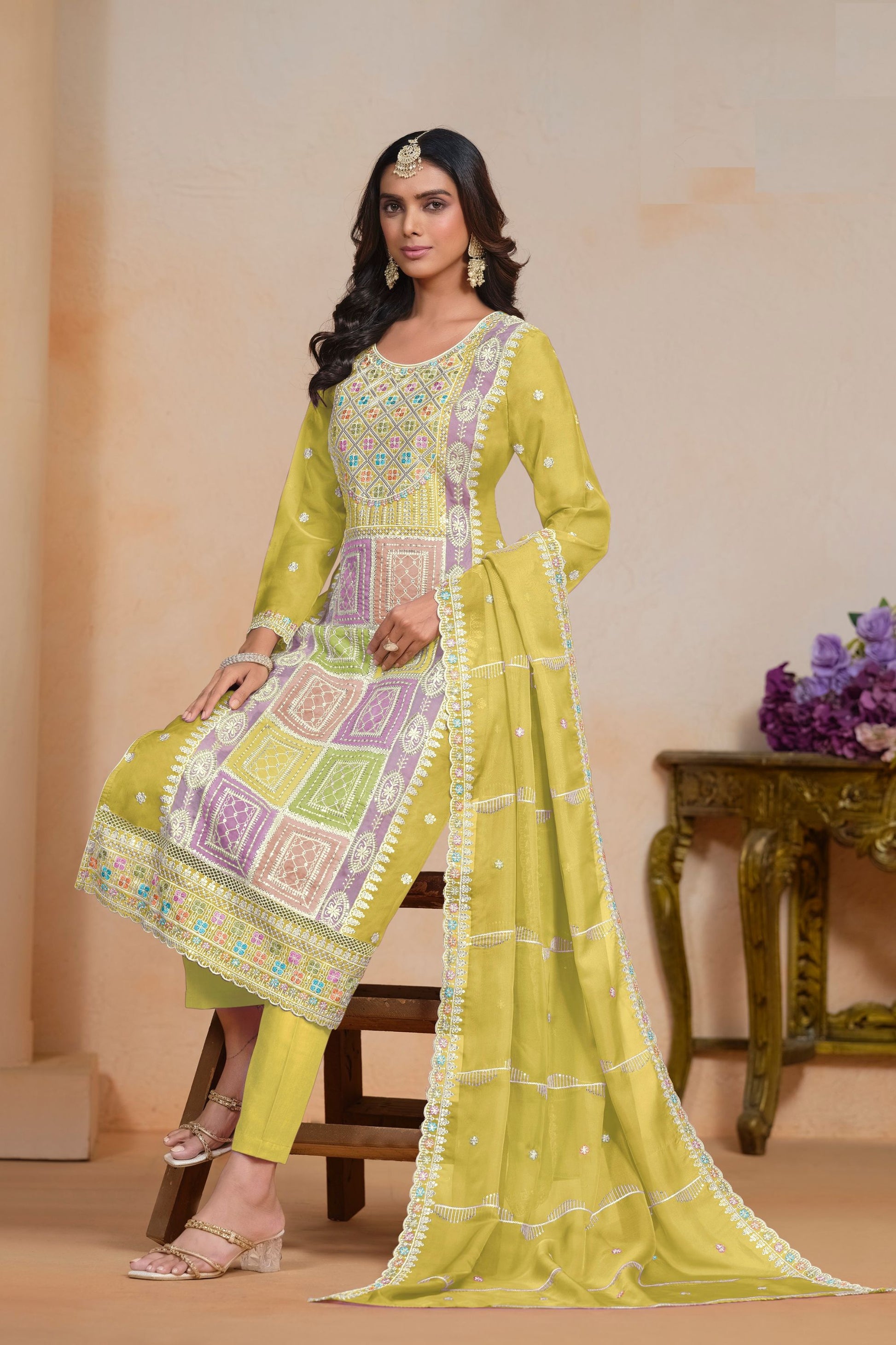 Most Beautiful Outfit Wear Salwar Suit In Soft Organza With Embroidery Worked Dupatta , Attractive Salwar Suits - Marriott Fashion