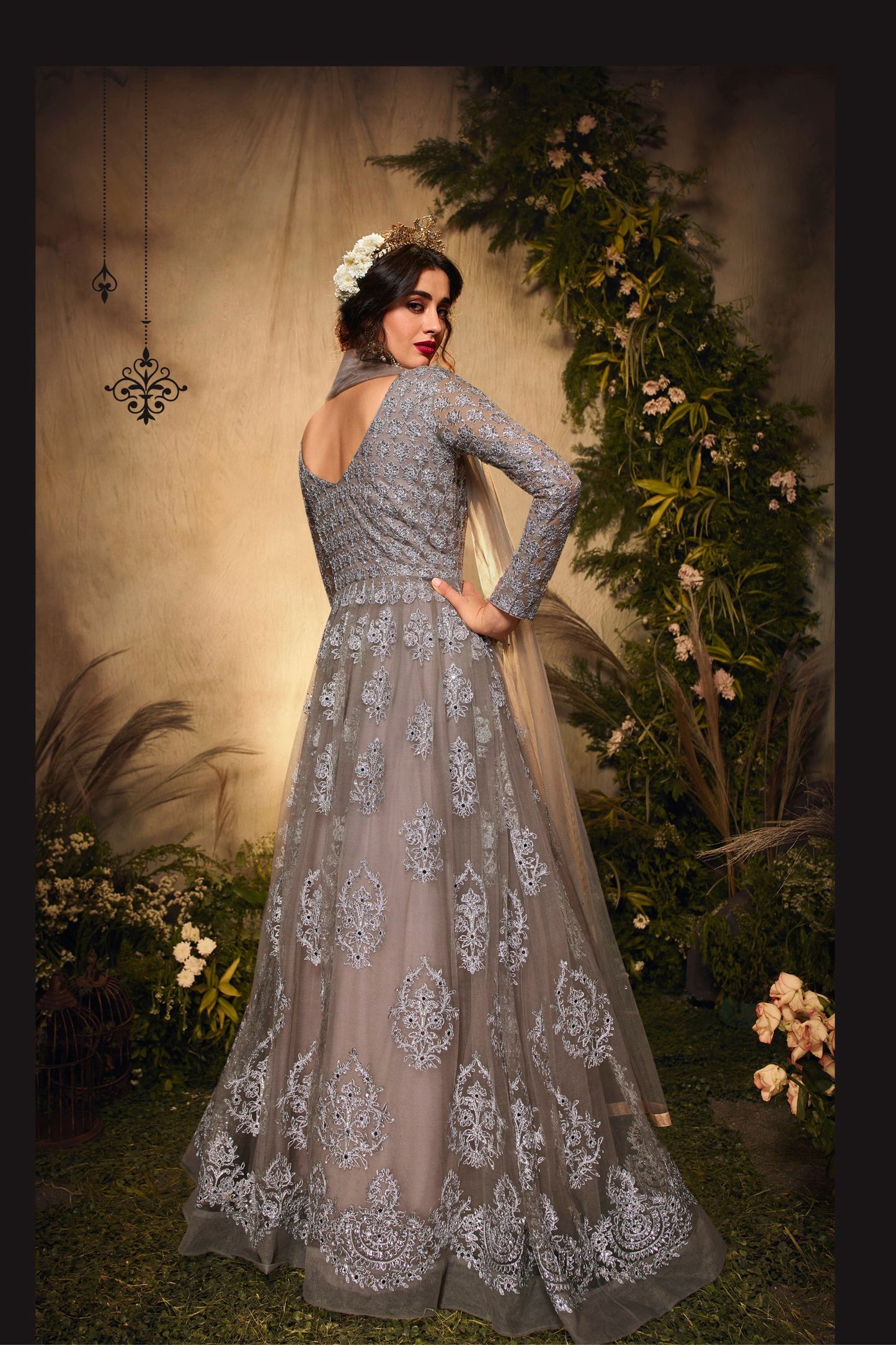 Designer Wedding Wear Heavy Net Anarkali Gown With Beautiful Dupatta, Attractive Outfit Wear Embroidery& Sequence Worked Gown Suit - Marriott Fashion