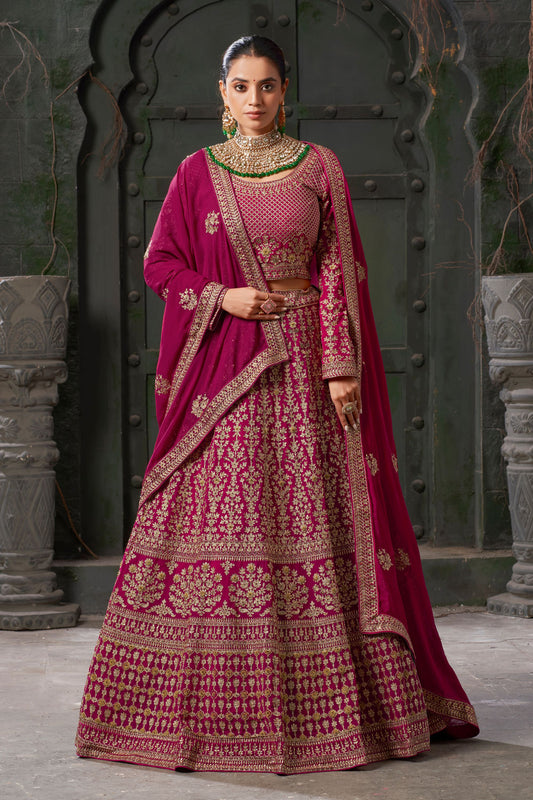 Pink Premium Georgette Bridal Lehenga Choli For Indian Festival & Pakistani Wedding - Embroidery Work, Zarkan Work, Codding Work. - Marriott Fashion