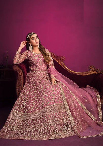 Pakistani Designer Heavy Net Long Anarkali Gown Suit, Santool Bottom With Beautiful Dupatta for Wedding Collection Wear Long Salwar Kameez - Marriott Fashion