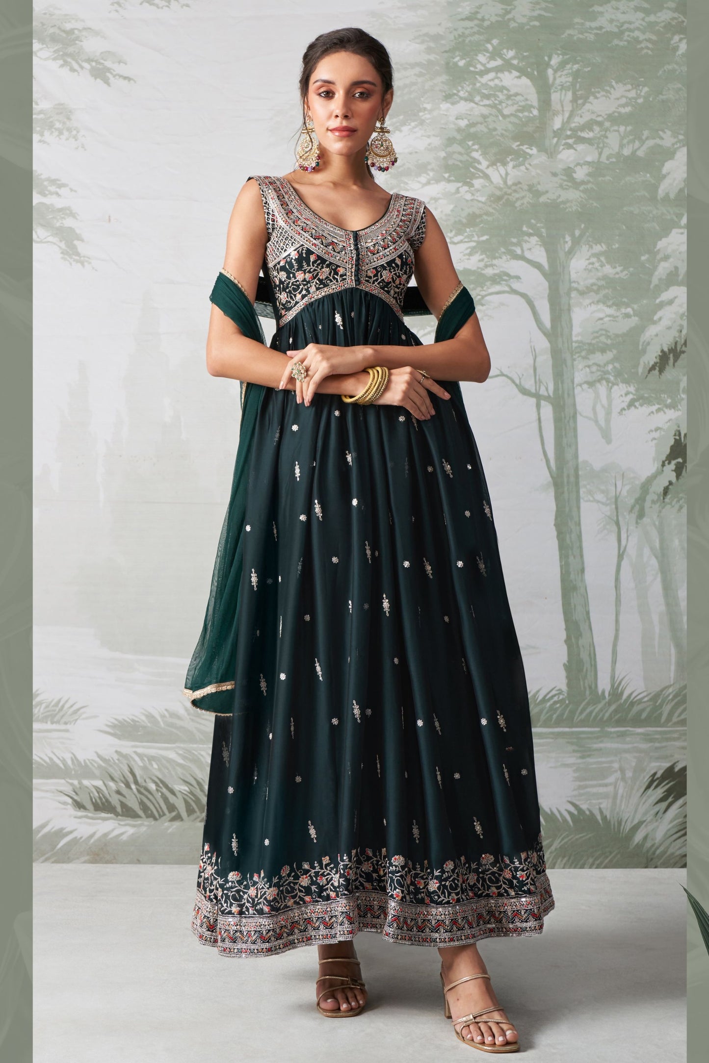 New Designer Rangoli Georgette Salwar Kameez, American Crepe Bottom And Soft Net Dupatta Festival & Function Wear Anarkali Dresses - Marriott Fashion