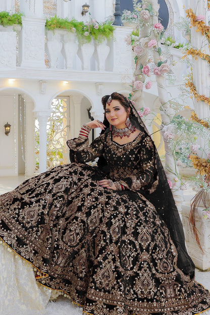 Black Colored Heavy Velvet Lehenga With Sequence Worked Soft Net Dupatta, Wedding Party Wear Lehenga Choli