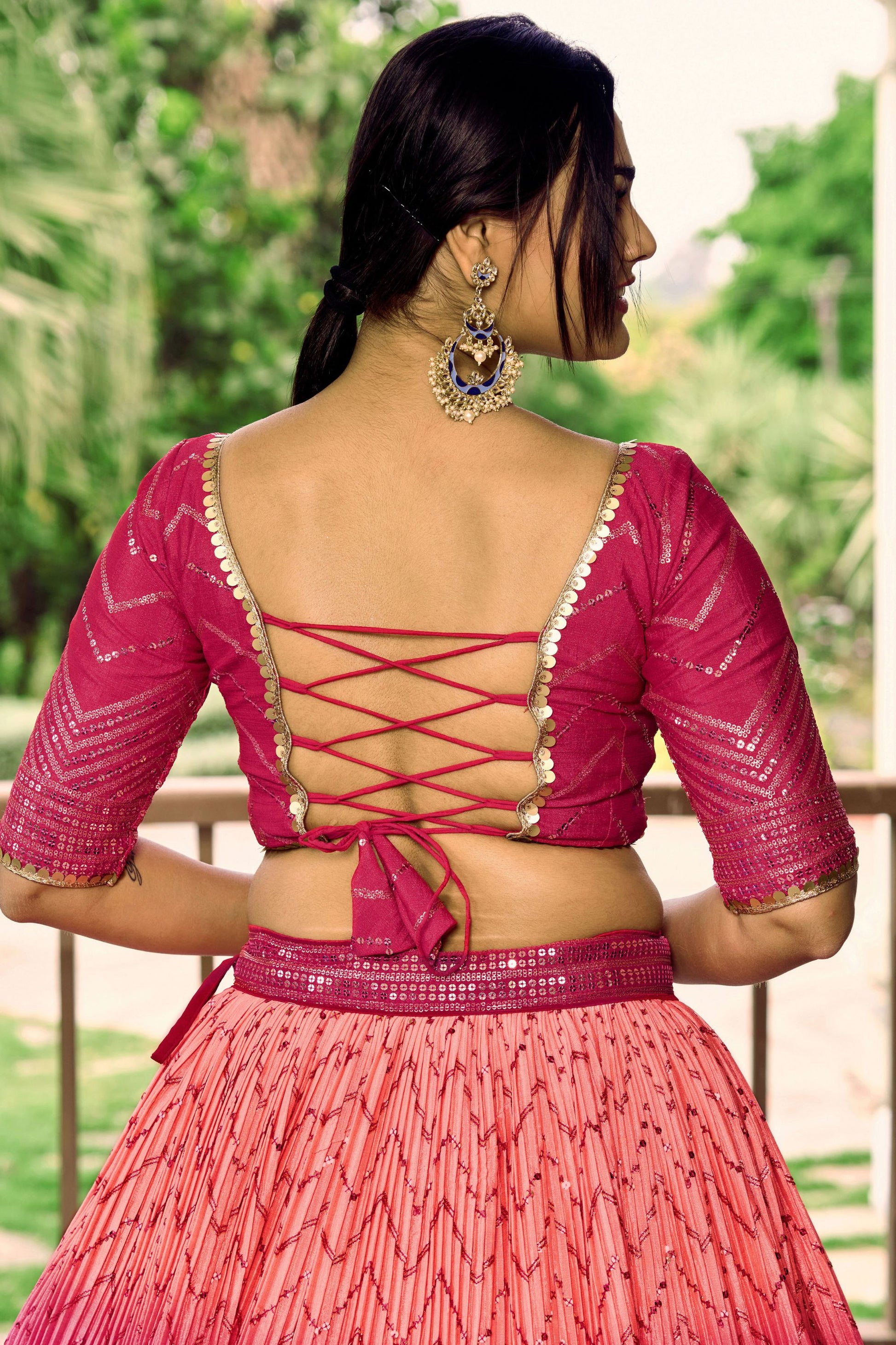 Most Beautiful Pink Colored Heavy Chinon Silk Floral Lehenga choli With Embroidery Worked Dupatta - Marriott Fashion