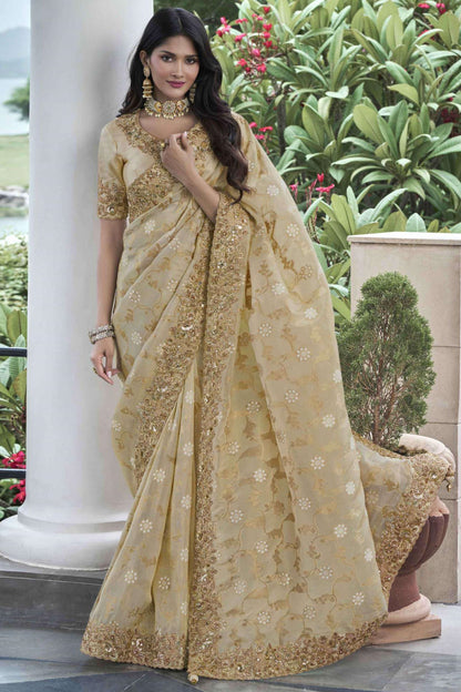 Bridal Wear Viscose Silk Saree With Heavy Designer Worked Blouse Piece, Wedding Collection Wear Saree - Marriott Fashion