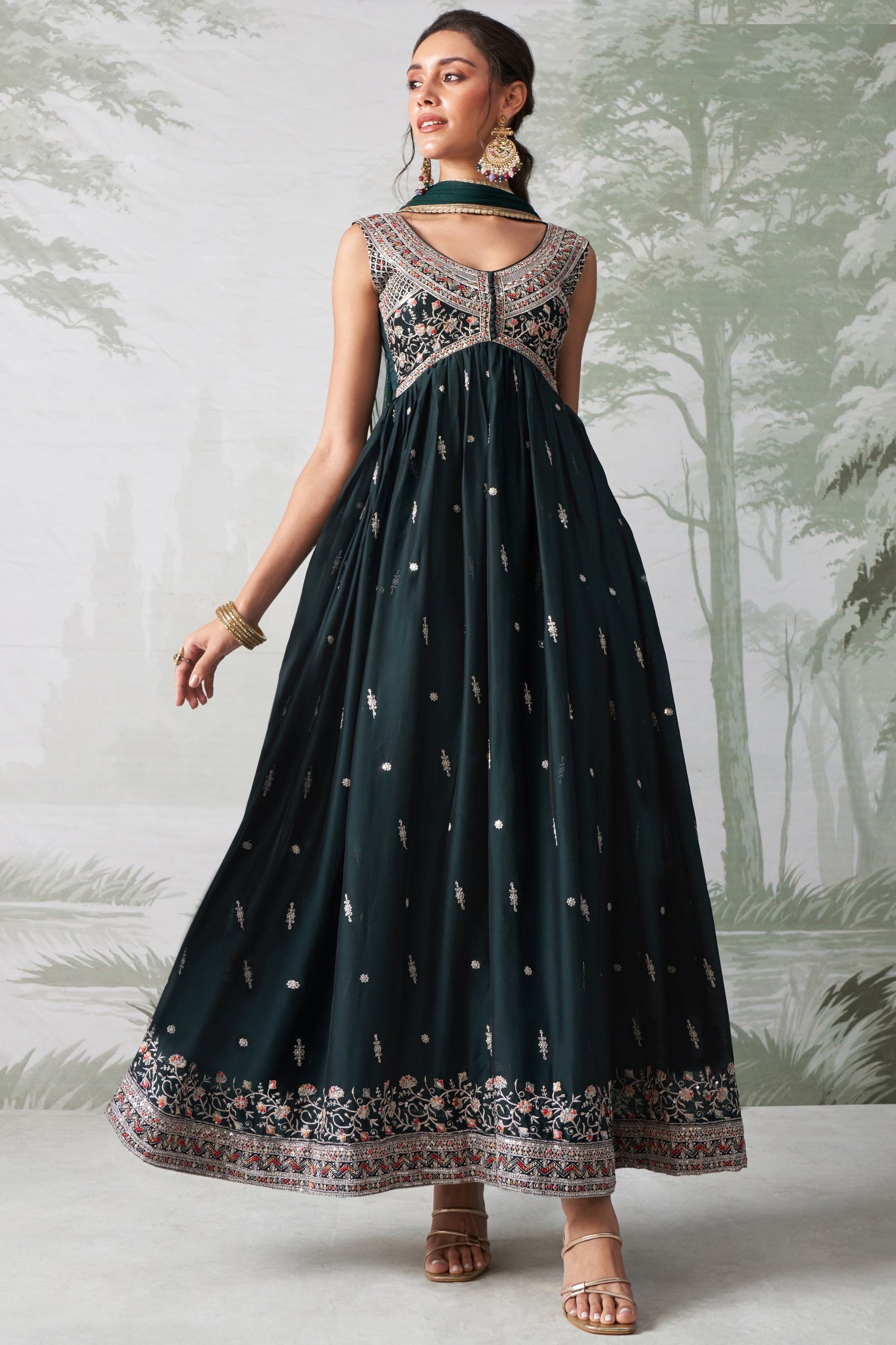 New Designer Rangoli Georgette Salwar Kameez, American Crepe Bottom And Soft Net Dupatta Festival & Function Wear Anarkali Dresses - Marriott Fashion