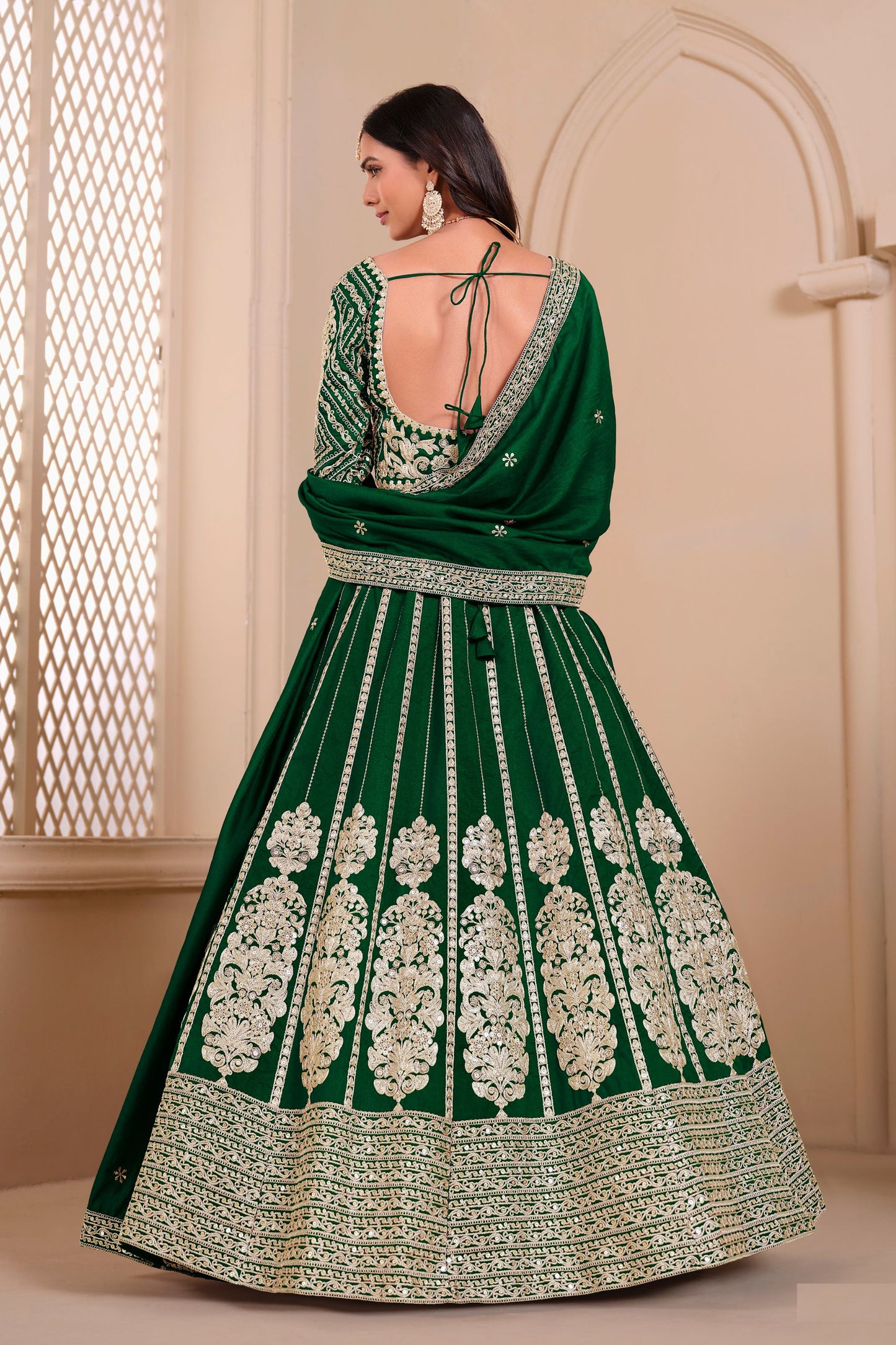 Green Heavy Art Silk Sequence & Embroidery Worked For Wedding & Festival Wear Lehenga Choli