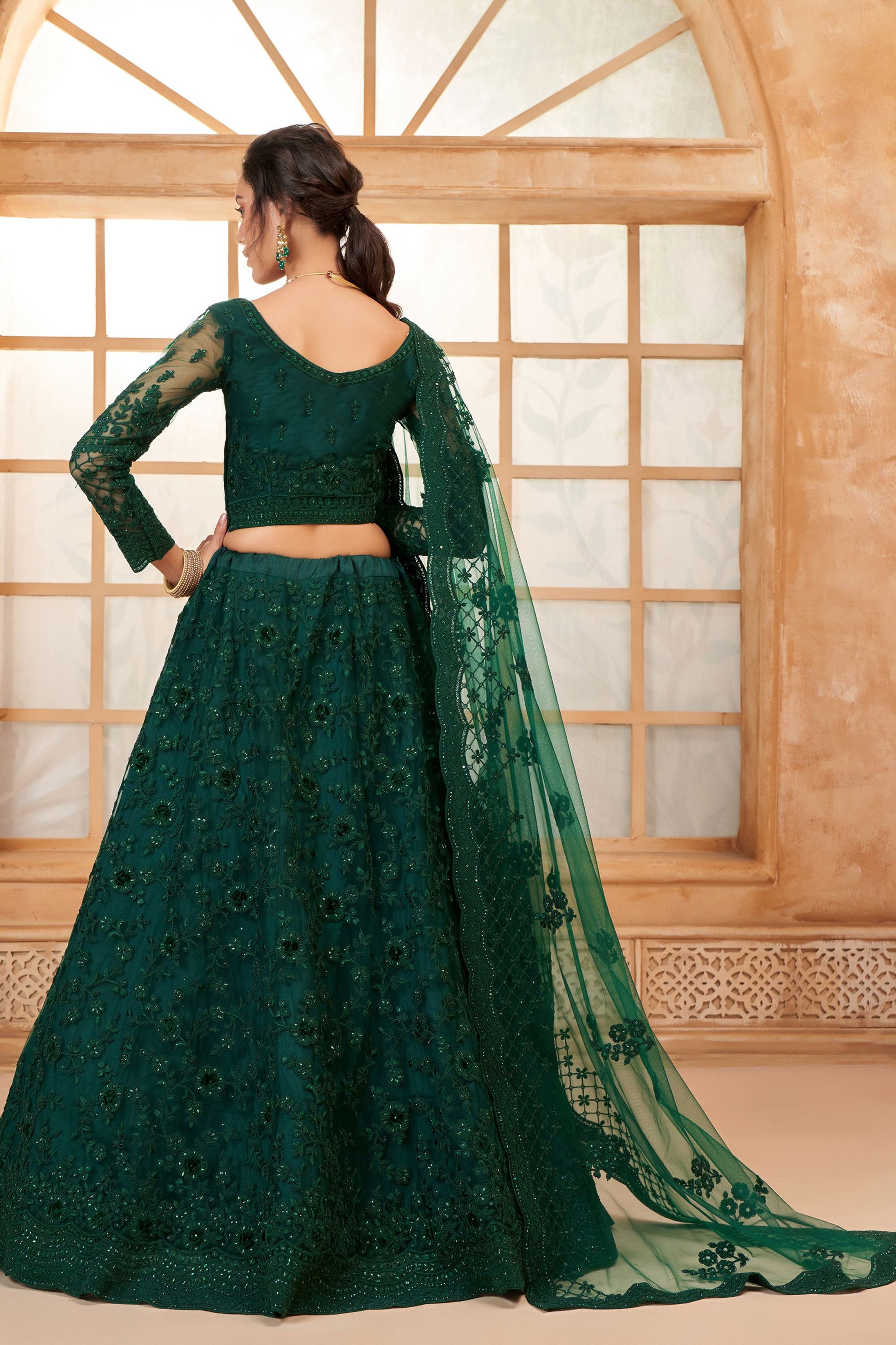 Blue Colored Fancy Net Lehenga Choli With Stone Worked Blouse And Designer Net Dupatta - Marriott Fashion