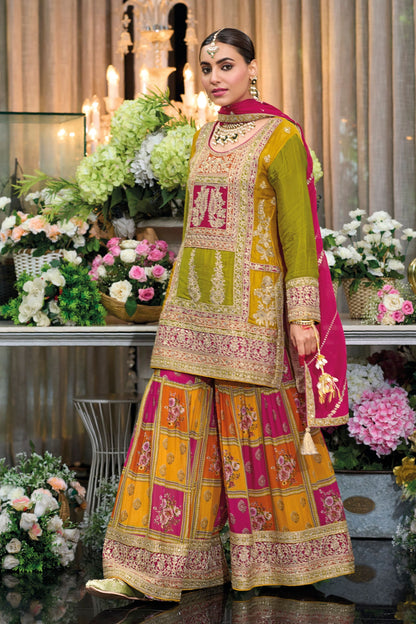 Orange Heavy Chinon Embroidered Pakistani Function Wear Palazzo Suits