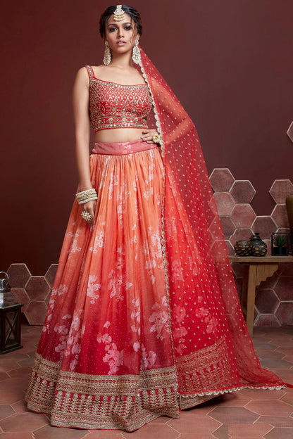 Pink Heavy Banglory Silk Printed Worked Engagement And Party Wear Fancy Lehenga Choli