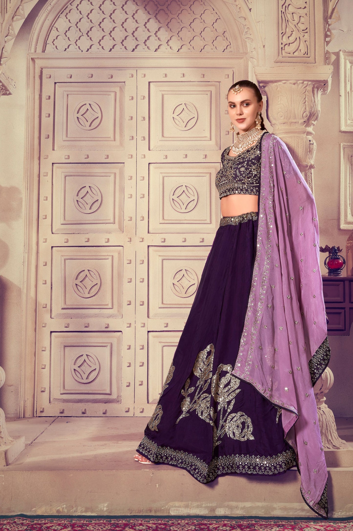 Attractive Wine Colored Heavy Silk Lehenga Choli With Sequence Worked Designer Dupatta - Marriott Fashion