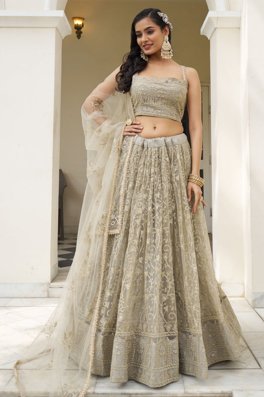 Engagement Party Wear Heavy Net Lehenga Choli And Embroidery Worked Dupatta,  Floral Lehenga Choli - Marriott Fashion