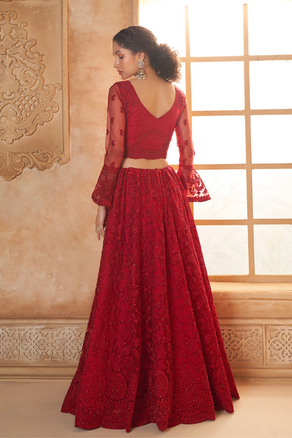 Pink Colored Heavy Net Lehenga Choli With Embroidery Worked Dupatta, Engagement Wear Lehenga Choli - Marriott Fashion