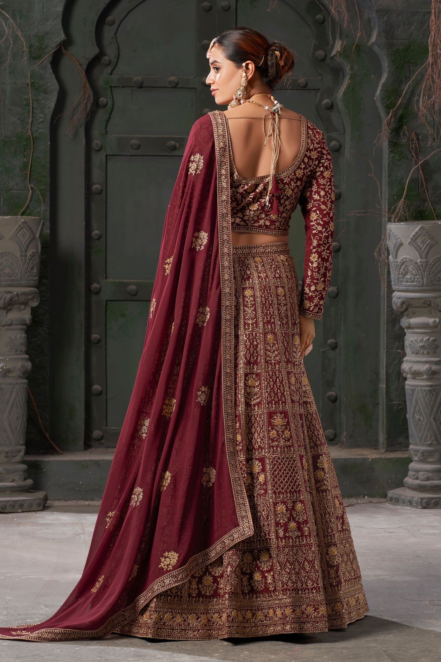 Marron Premium Georgette Bridal Lehenga Choli For Indian Festival & Pakistani Wedding - Embroidery Work, Zarkan Work, Codding Work. - Marriott Fashion