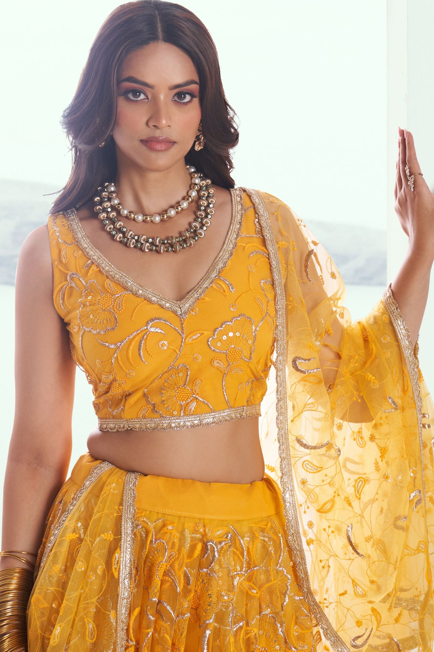 Traditional Yellow Colored Heavy Net Lehenga Choli With Designer Dupatta, Wedding Function Wear Lehenga Choli For Women - Marriott Fashion