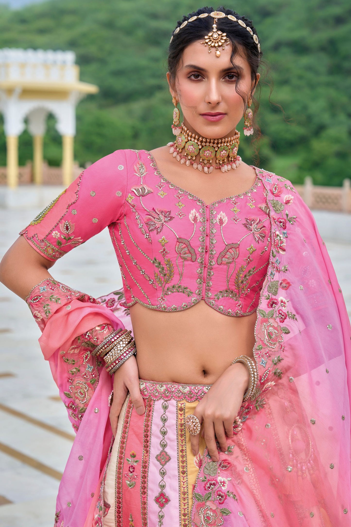 Rani Pink Colored Heavy Silk Bridesmaid Lehenga Choli With Embroidery& Stone Worked Dupatta - Marriott Fashion