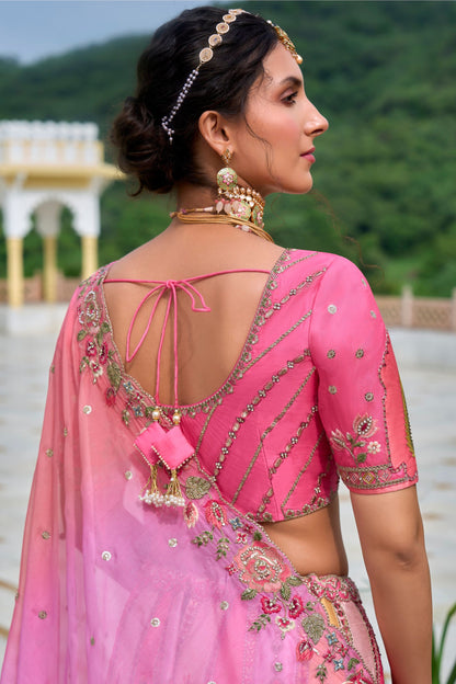 Rani Pink Colored Heavy Silk Bridesmaid Lehenga Choli With Embroidery& Stone Worked Dupatta - Marriott Fashion