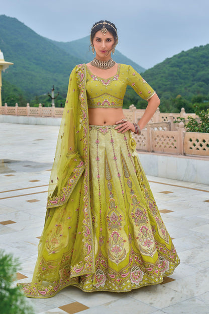 Cream Colored Most Beautiful Lehenga Choli With Soft Net Dupatta, Bollywood Style Bridesmaid Lehenga Choli - Marriott Fashion